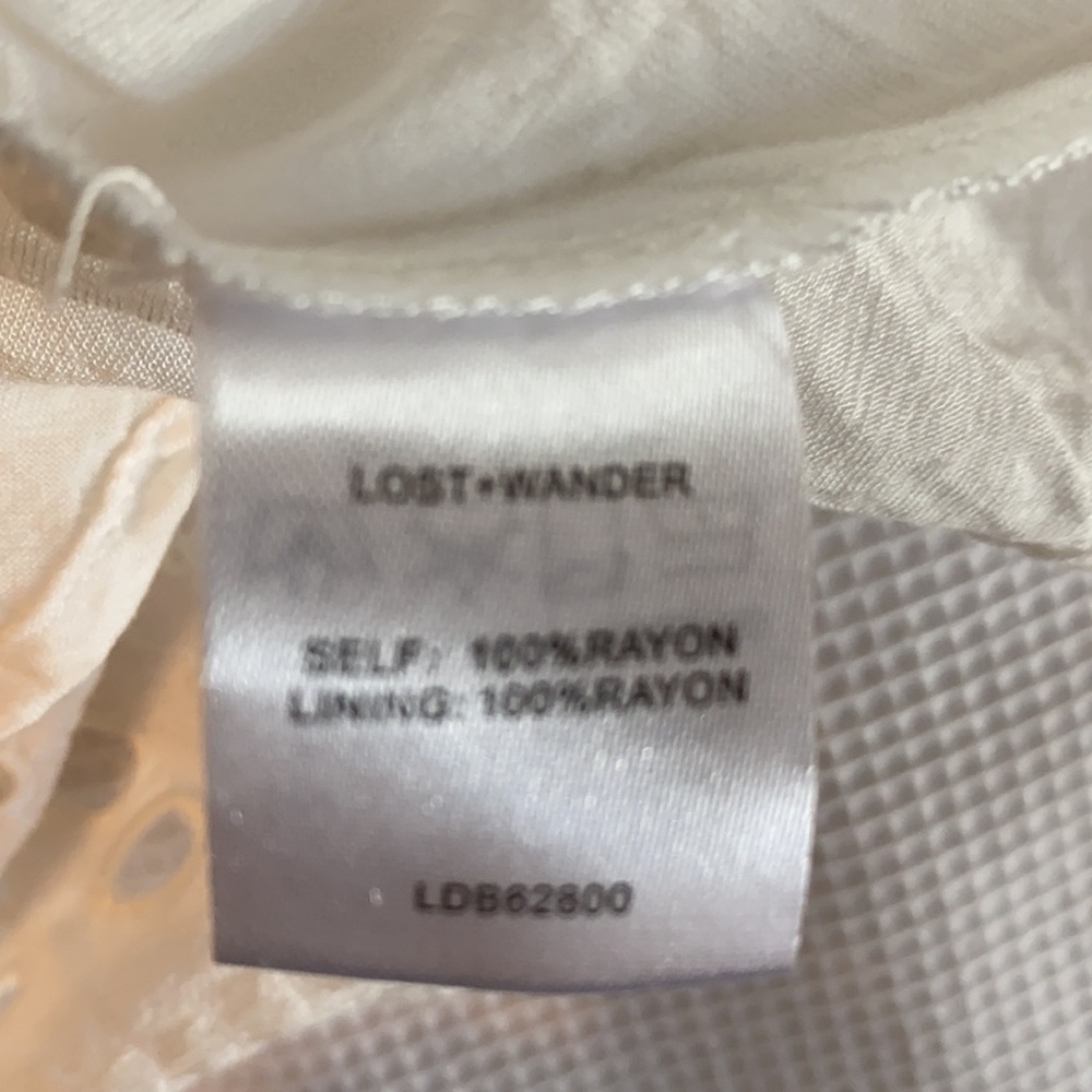 Lost and Wander off white dress size XS 100% rayon - Picture 8 of 12